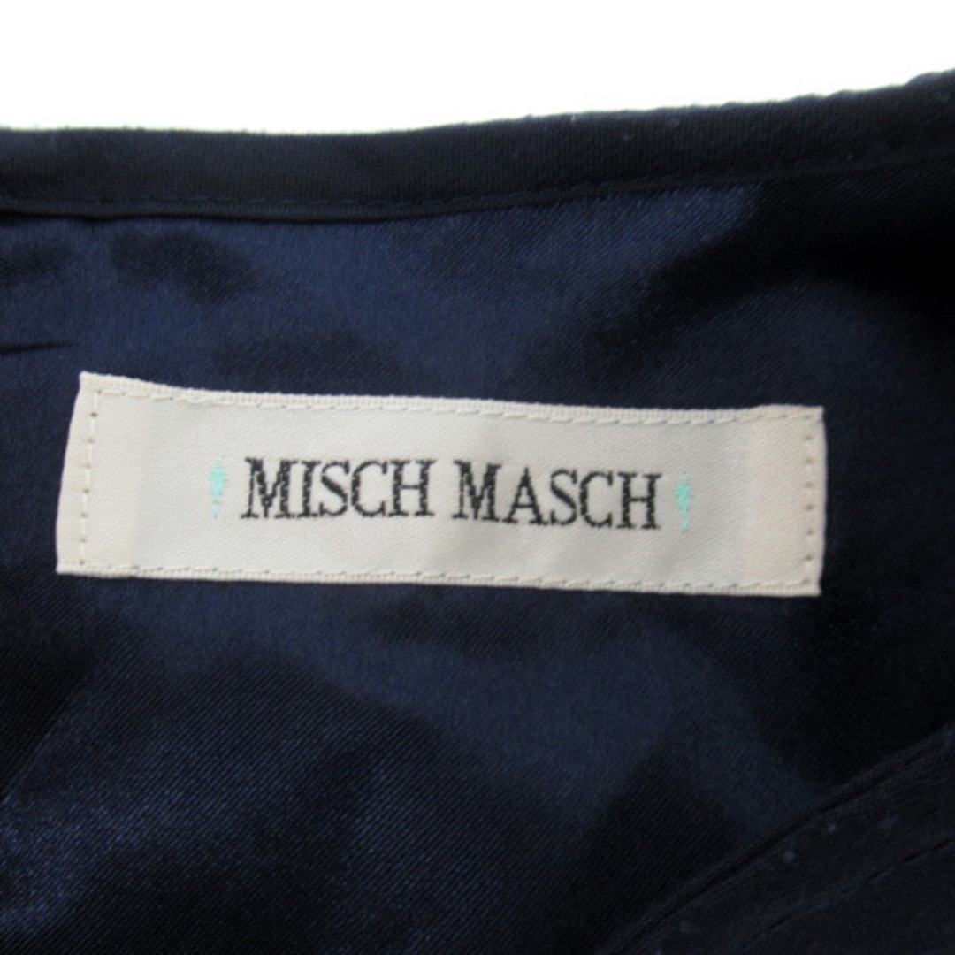 MISCH MASCH(ミッシュマッシュ)のミッシュマッシュ ワンピース ロング丈 半袖 Vネック リボンベルト付き M 紺 レディースのワンピース(ロングワンピース/マキシワンピース)の商品写真