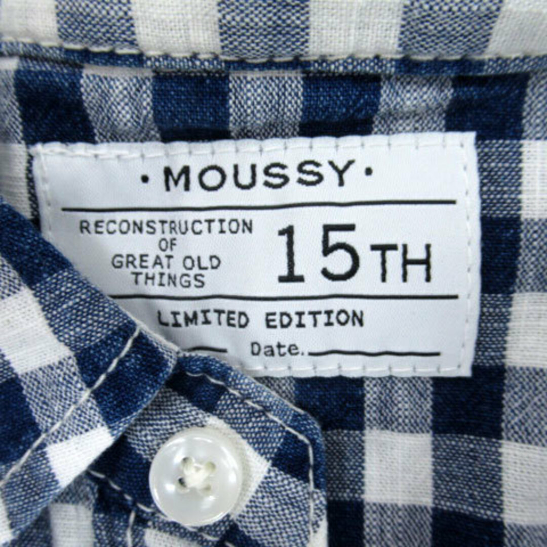 moussy(マウジー)のマウジー 15th カジュアルシャツ 長袖 ギンガムチェック柄 F 紺 白 レディースのトップス(シャツ/ブラウス(長袖/七分))の商品写真