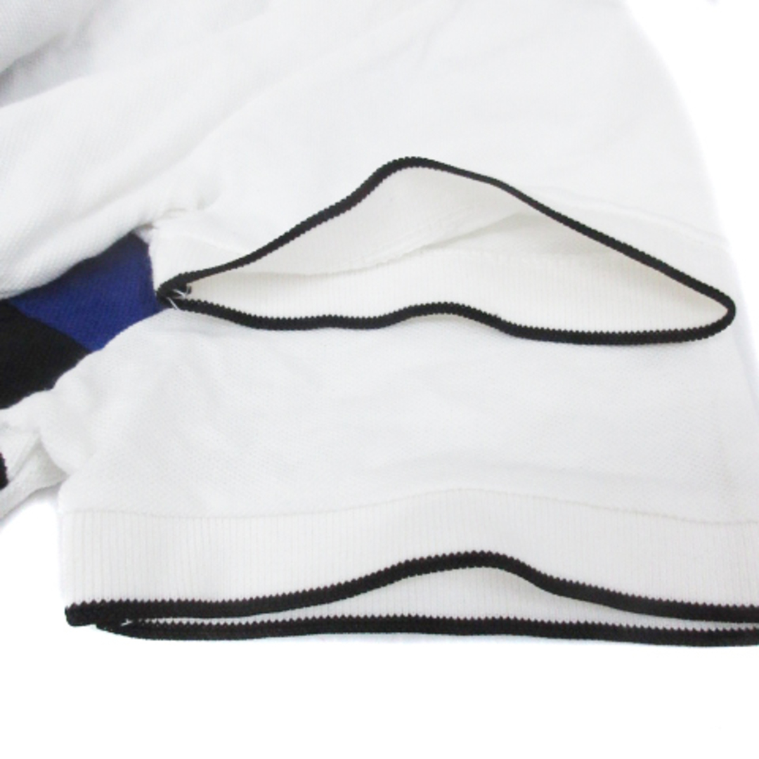 ザラマン ポロシャツ 半袖 ポロカラー 切替 ロゴ刺繡 マルチカラー M 白 黒 メンズのトップス(ポロシャツ)の商品写真