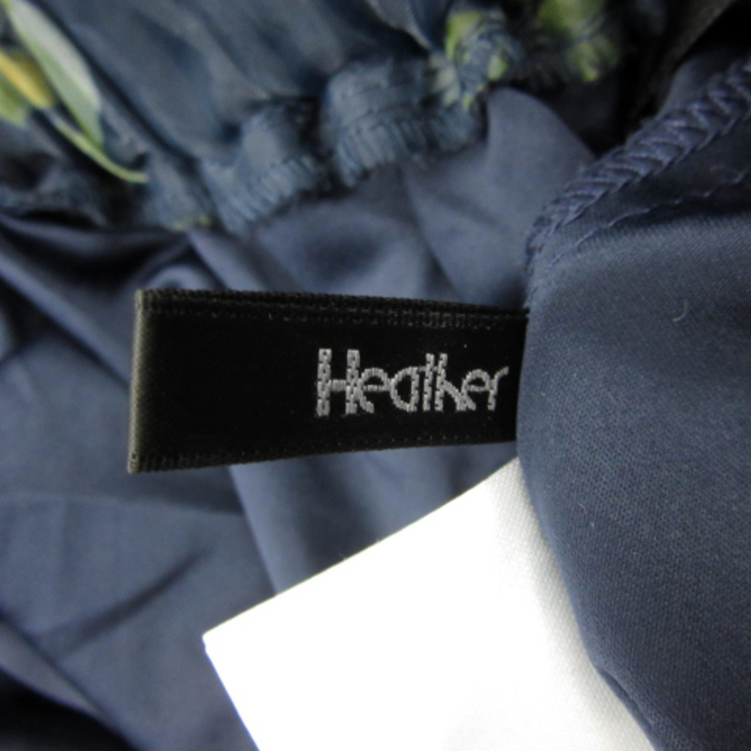heather(ヘザー)のヘザー フレアスカート ミモレ丈 花柄 オーガンジー F 紺 ネイビー レディースのスカート(ひざ丈スカート)の商品写真