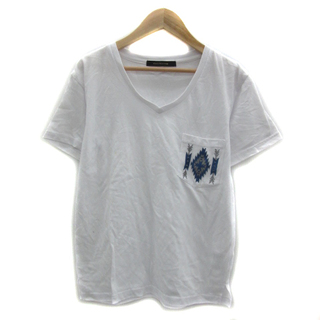 ヴァンスエクスチェンジ Tシャツ カットソー 半袖 刺繍 M マルチカラー 白