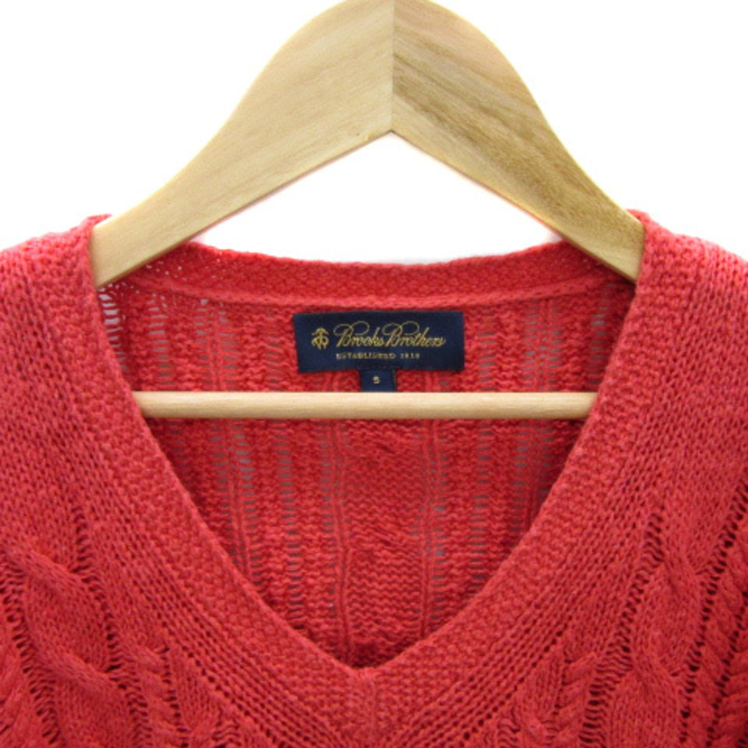 Brooks Brothers(ブルックスブラザース)のブルックスブラザーズ ニット セーター 長袖 ケーブル編み 麻 リネン S 赤 レディースのトップス(ニット/セーター)の商品写真
