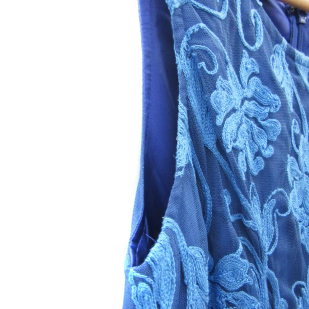 Lilidia(リリディア)のリリディア ワンピース ミニ丈 ノースリーブ 刺繍 切替 1 ブルー レディースのワンピース(ミニワンピース)の商品写真