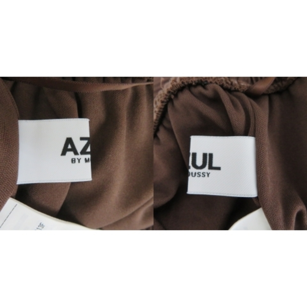 AZUL by moussy(アズールバイマウジー)のアズールバイマウジー リブワイドパンツ イージーパンツ ロング丈 無地 M レディースのパンツ(その他)の商品写真