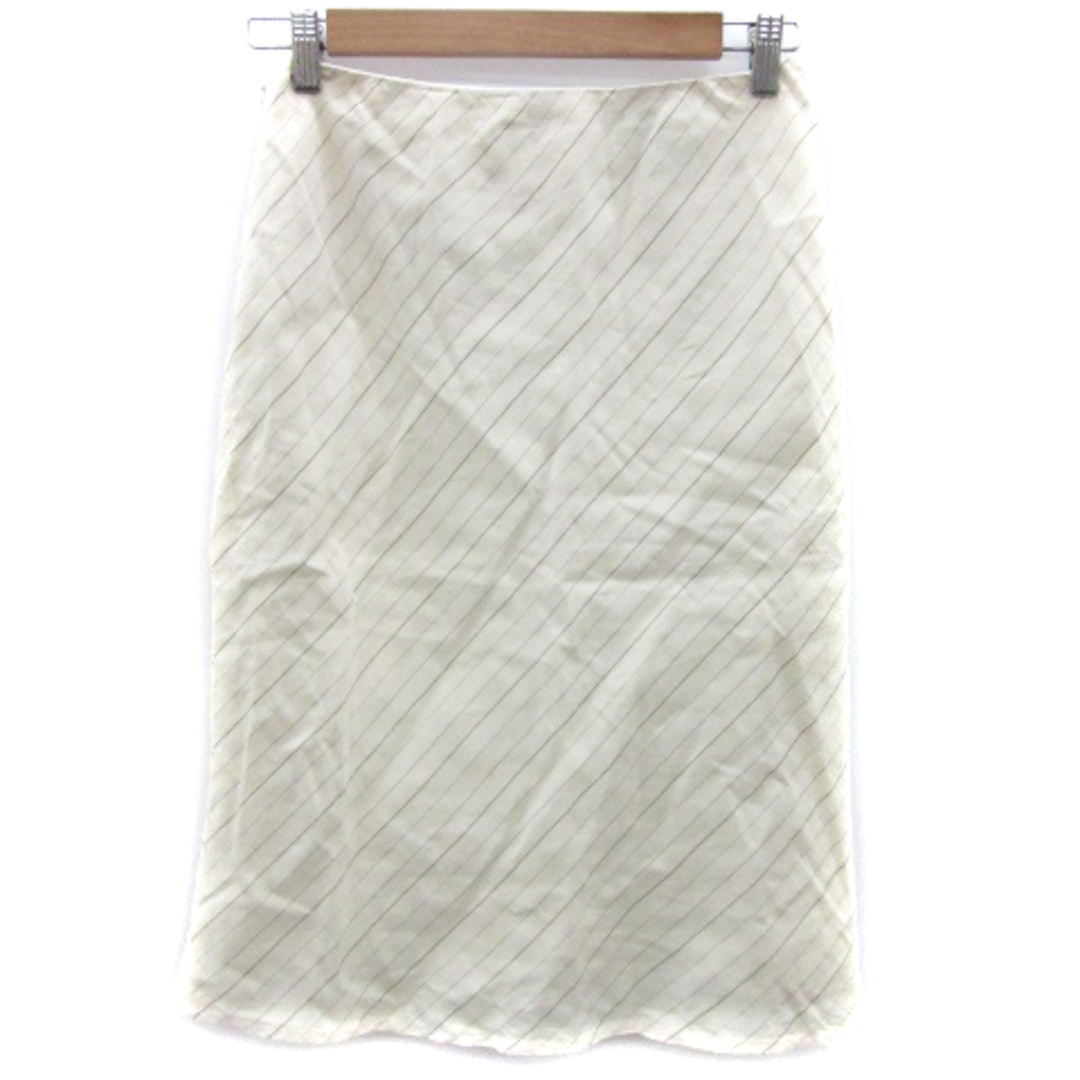 ランズエンド タイトスカート ミモレ丈 麻 リネン シルク混 9AR 白 レディースのスカート(ひざ丈スカート)の商品写真