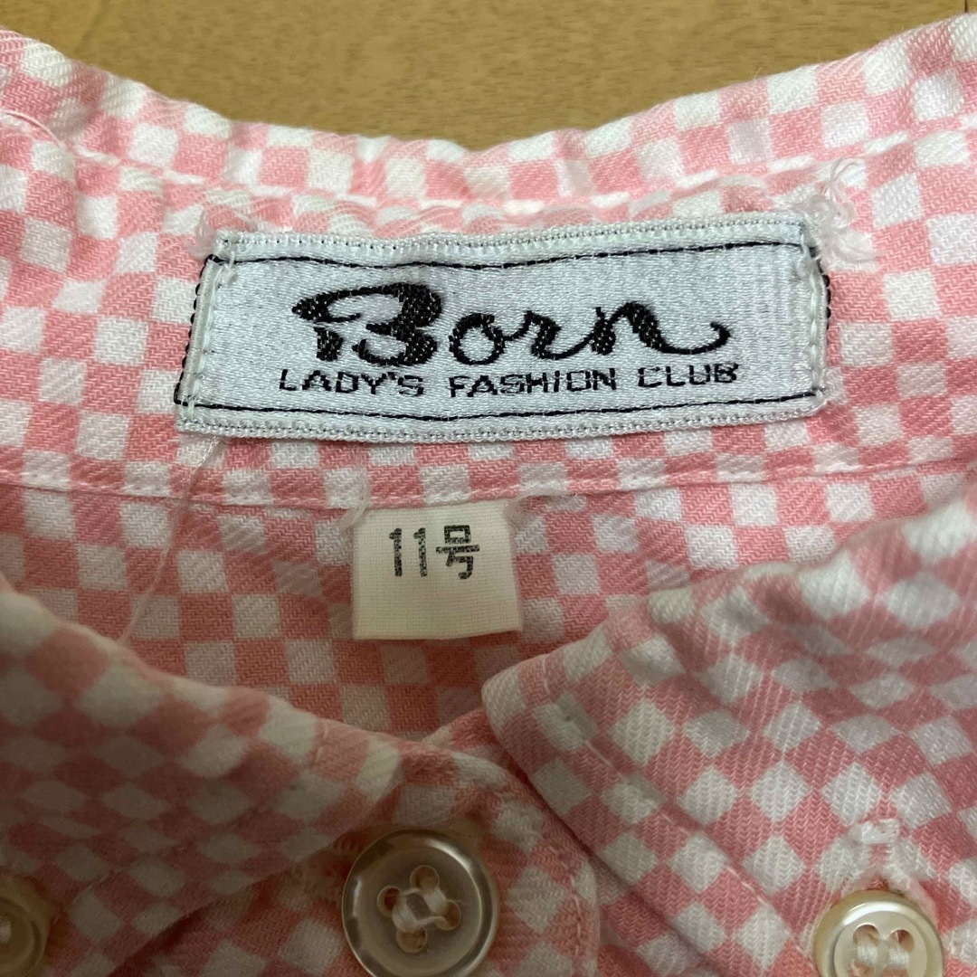 Born(ボーン)の長袖シャツ　ピンク×ホワイト　ブロックチェック レディースのトップス(シャツ/ブラウス(長袖/七分))の商品写真