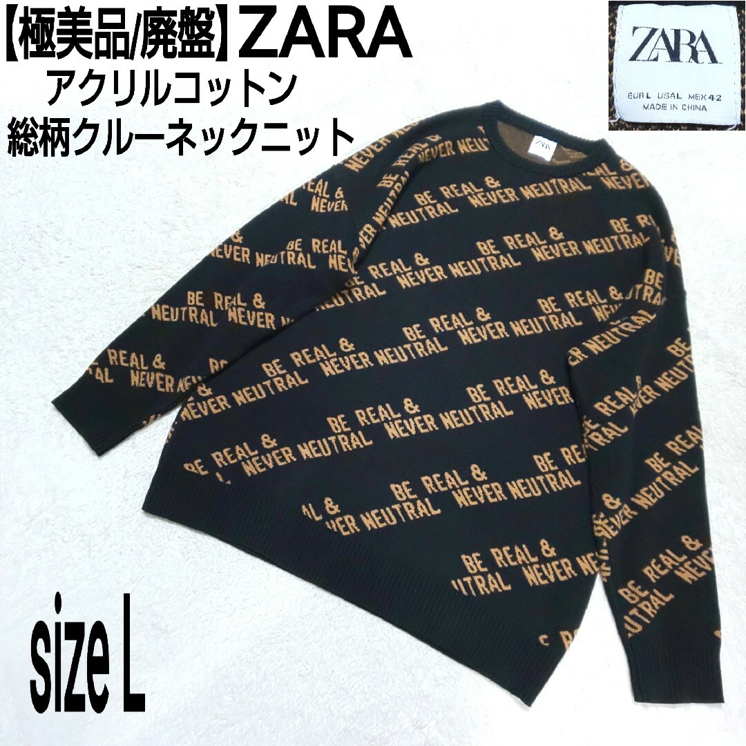 ZARA(ザラ)の【極美品/廃盤】ZARA 総柄クルーネックニット アクリルコットンセーター メンズのトップス(ニット/セーター)の商品写真