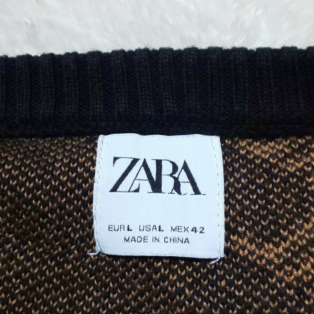 ZARA(ザラ)の【極美品/廃盤】ZARA 総柄クルーネックニット アクリルコットンセーター メンズのトップス(ニット/セーター)の商品写真