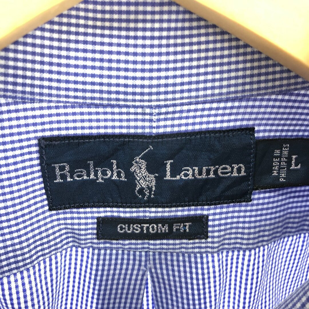 Ralph Lauren(ラルフローレン)の古着 ラルフローレン Ralph Lauren CUSTOM FIT ギンガムチェック 長袖 ボタンダウンチェックシャツ メンズL /eaa446775 メンズのトップス(シャツ)の商品写真
