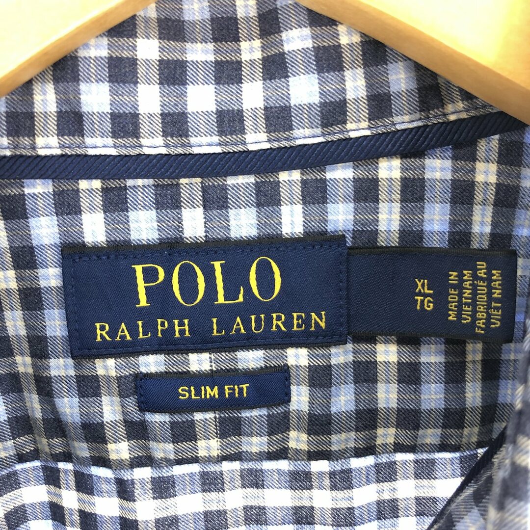 Ralph Lauren(ラルフローレン)の古着 ラルフローレン Ralph Lauren SLIM FIT スリムフィット 長袖 ボタンダウンチェックシャツ メンズXL /eaa446779 メンズのトップス(シャツ)の商品写真