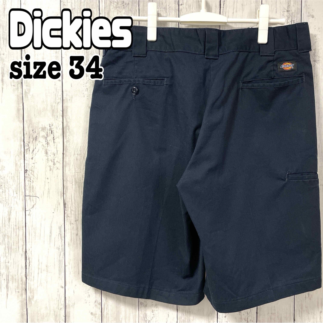 Dickies(ディッキーズ)のDickies ディッキーズ ショートパンツ 34 紺色 ネイビー 無地 古着 メンズのパンツ(ショートパンツ)の商品写真