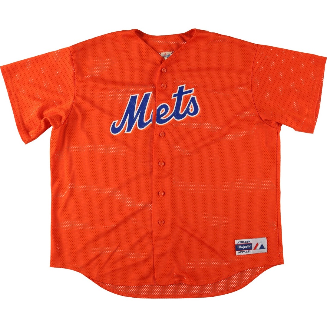 古着 90年代 MAJESTIC MLB NEW YORK METS ニューヨークメッツ メッシュ ゲームシャツ ベースボールシャツ USA製 メンズXXL ヴィンテージ /eaa441711 メンズのトップス(シャツ)の商品写真