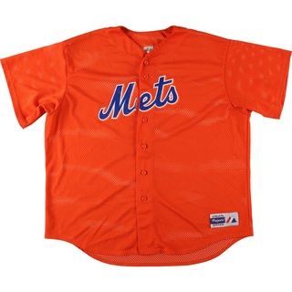 古着 90年代 MAJESTIC MLB NEW YORK METS ニューヨークメッツ メッシュ ゲームシャツ ベースボールシャツ USA製 メンズXXL ヴィンテージ /eaa441711(シャツ)