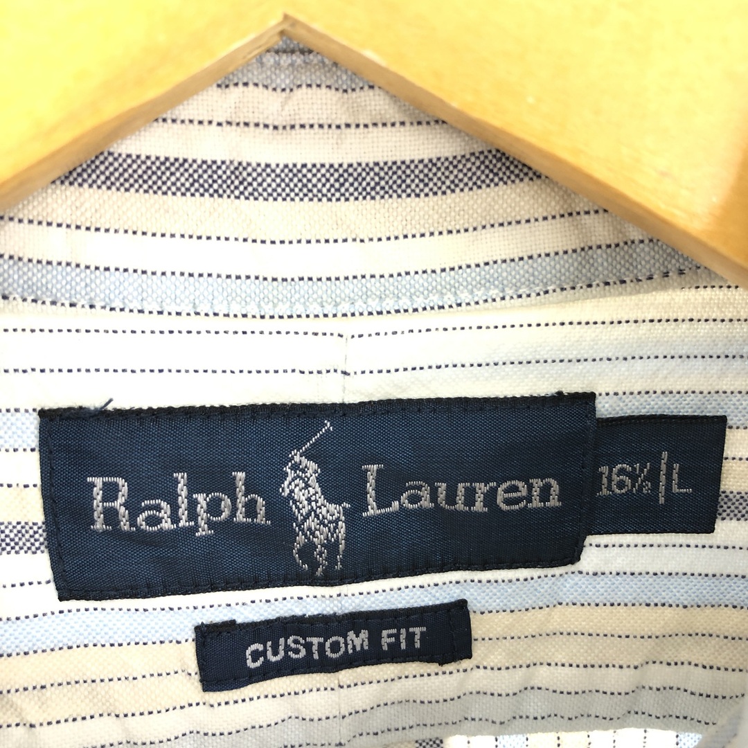 Ralph Lauren(ラルフローレン)の古着 ラルフローレン Ralph Lauren CUSTOM FIT 長袖 ボタンダウンストライプシャツ メンズL /eaa442101 メンズのトップス(シャツ)の商品写真