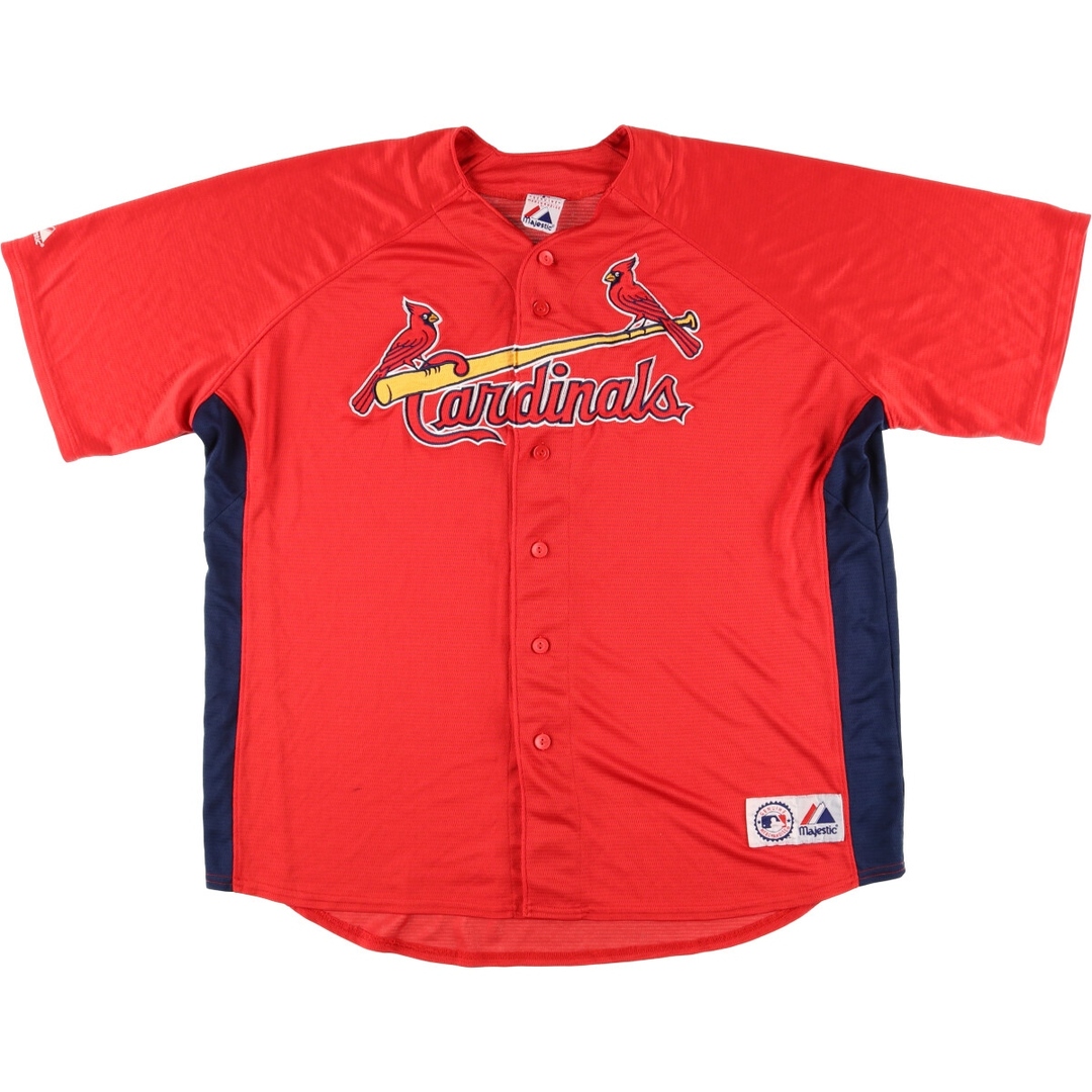 古着 00年代 マジェスティック MAJESTIC MLB ST. LOUIS CARDINALS セントルイスカージナルス ナンバリング ゲームシャツ ベースボールシャツ メンズXXL /eaa445673 メンズのトップス(Tシャツ/カットソー(半袖/袖なし))の商品写真