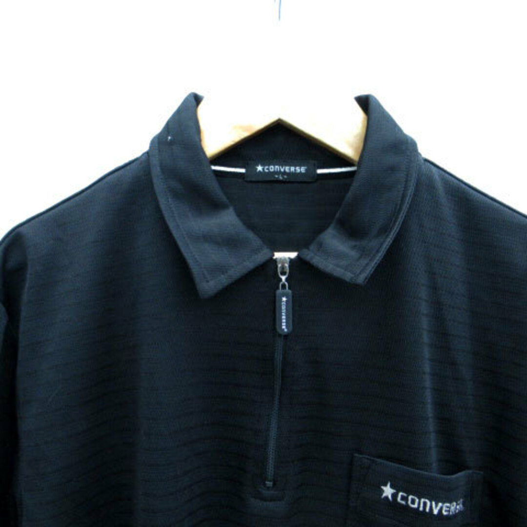CONVERSE(コンバース)のコンバース CONVERSE ポロシャツ 半袖 ハーフジップ ロゴ刺繍 L 黒 メンズのトップス(ポロシャツ)の商品写真
