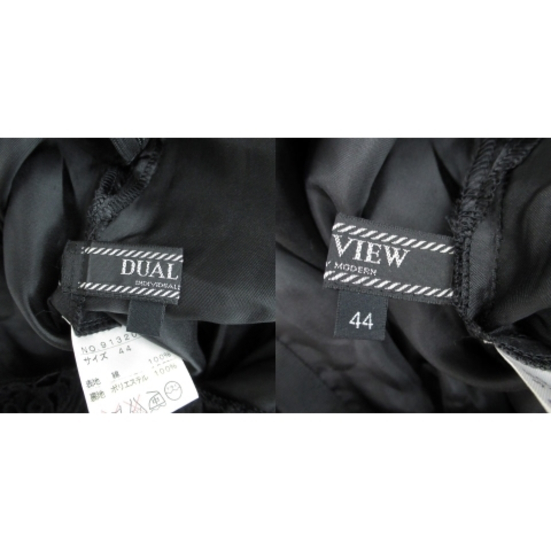 デュアルヴュー フレアスカート ミモレ丈 刺繍 44 XXL 大きいサイズ 黒 レディースのスカート(ひざ丈スカート)の商品写真