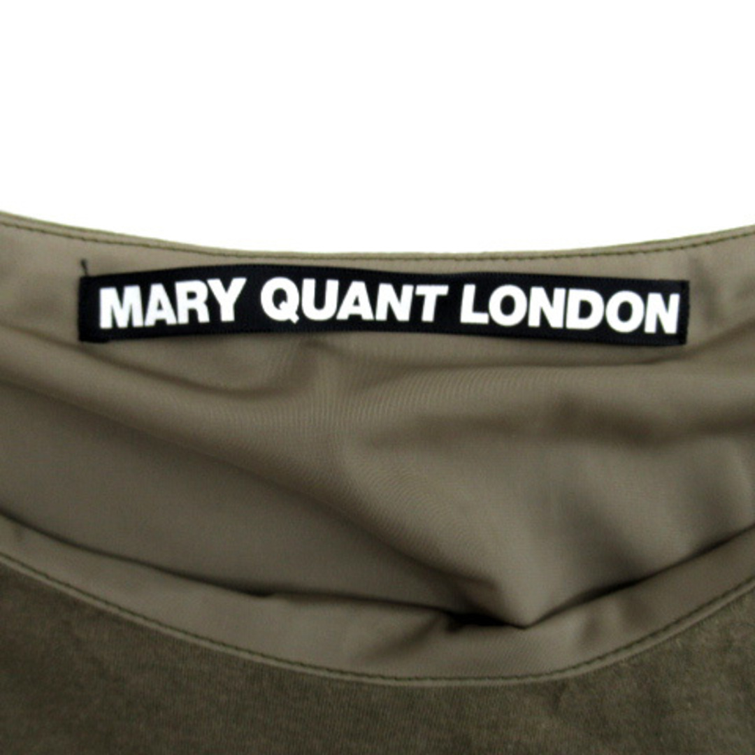 MARY QUANT(マリークワント)のマリークワント ワンピース ひざ丈 ラウンドネック プリント M カーキ 赤 レディースのワンピース(ひざ丈ワンピース)の商品写真