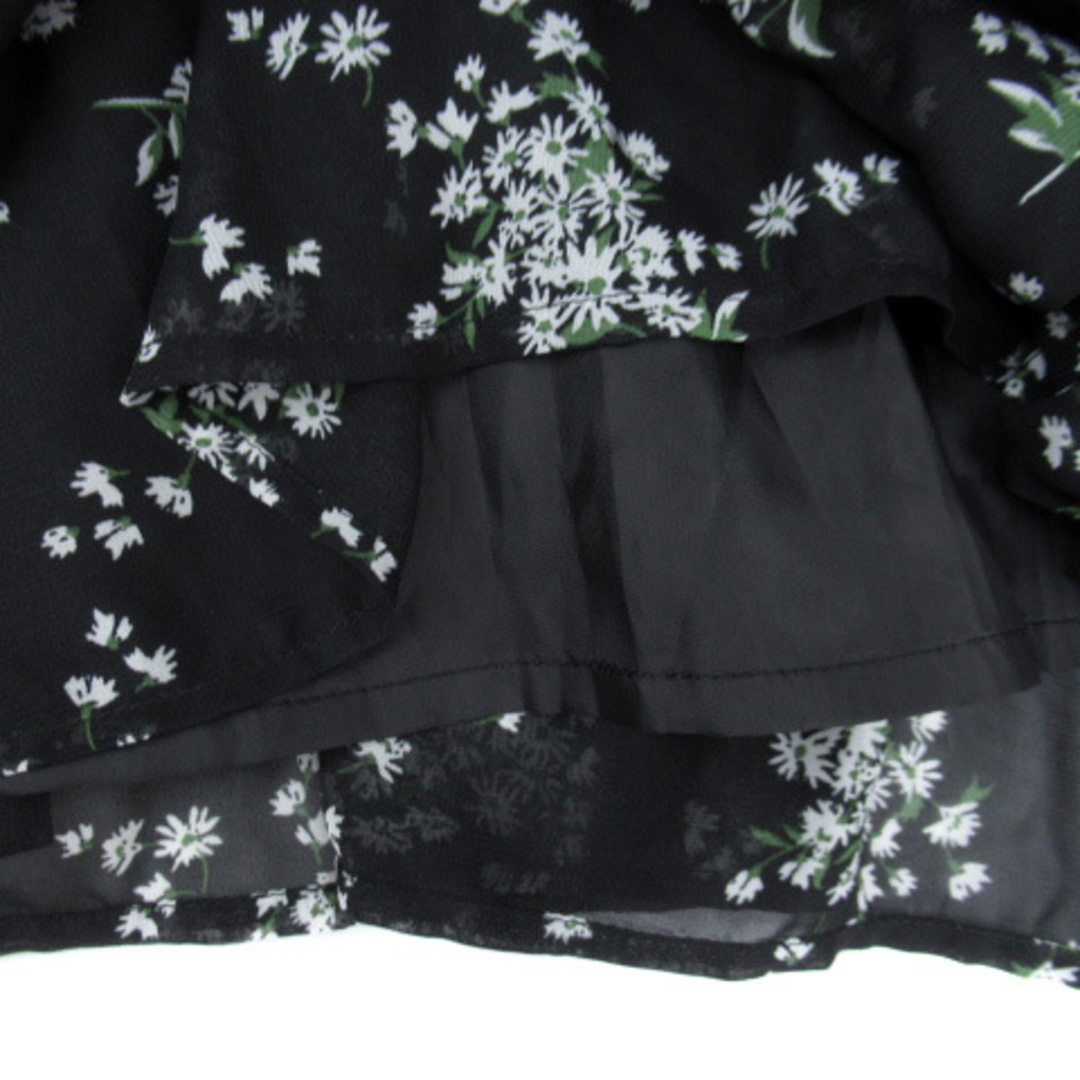AZUL by moussy(アズールバイマウジー)のアズールバイマウジー フレアスカート ロング丈 マキシ丈 花柄 プリーツ S 黒 レディースのスカート(ロングスカート)の商品写真