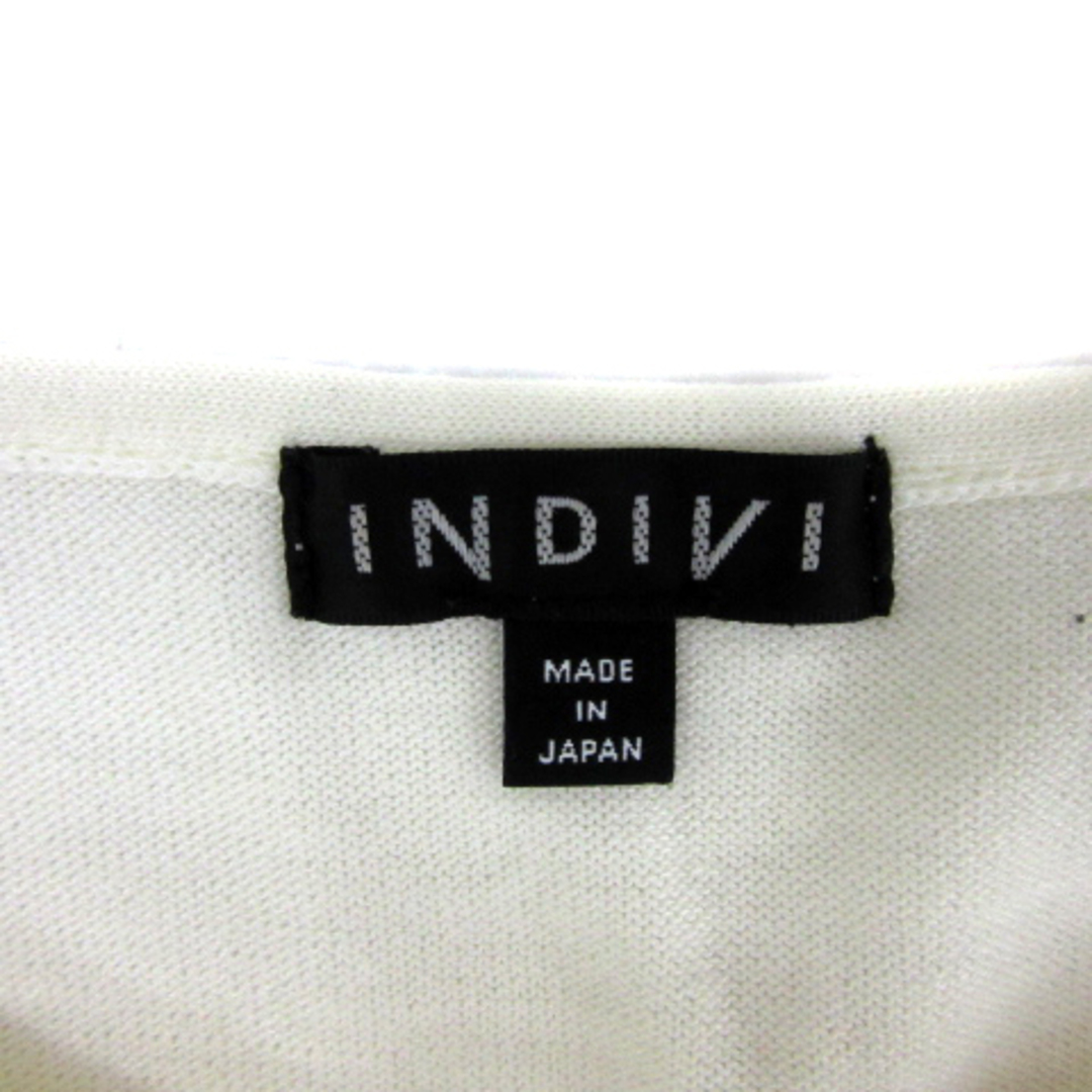 INDIVI(インディヴィ)のインディヴィ ニット カットソー 半袖 ストライプ柄 無地 切替 38 M レディースのトップス(ニット/セーター)の商品写真