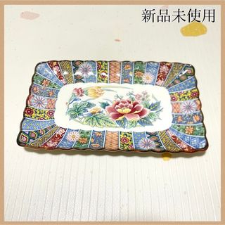 【新品未使用】 角皿 花柄 絵皿 和食器 陶器 レトロ 小皿(食器)