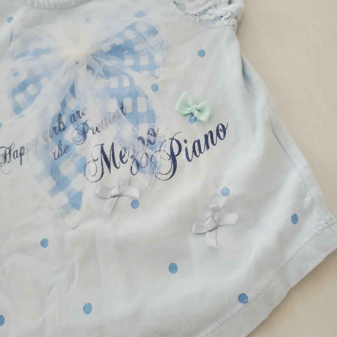 mezzo piano(メゾピアノ)のメゾピアノ 水色　半袖Tシャツ　カットソー　夏服 キッズ/ベビー/マタニティのキッズ服女の子用(90cm~)(Tシャツ/カットソー)の商品写真