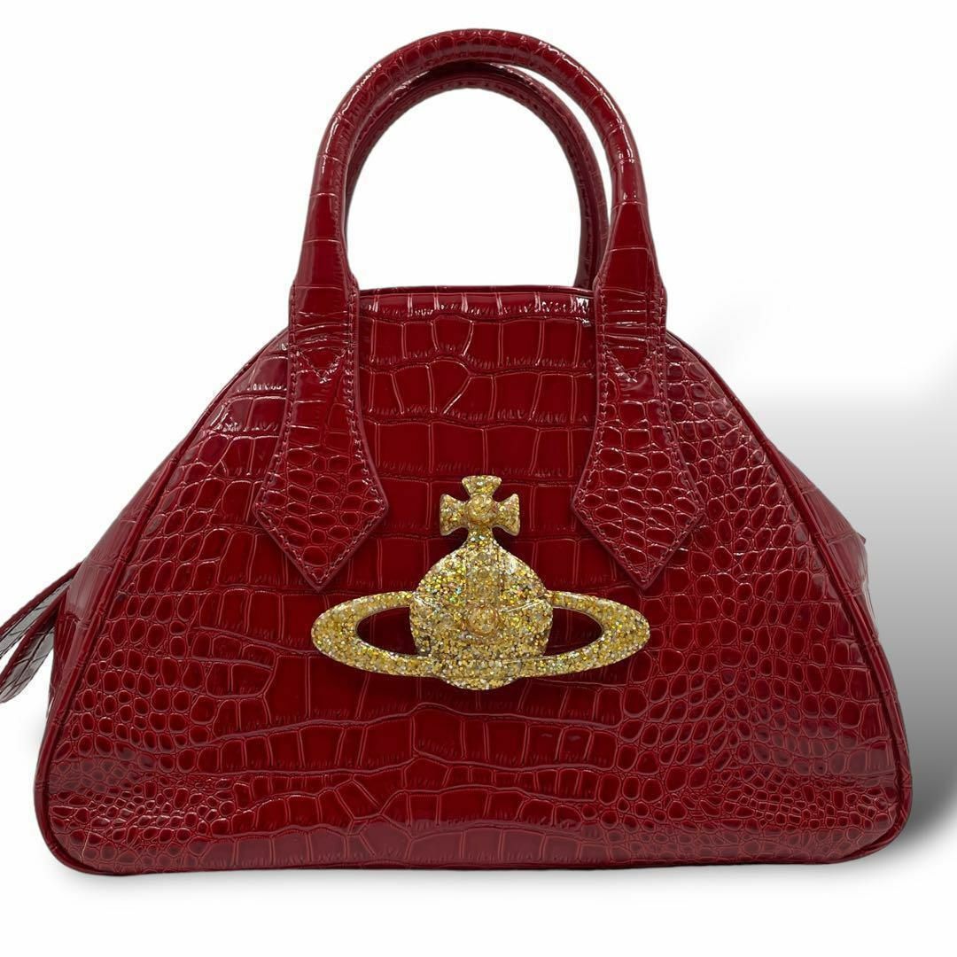 Vivienne Westwood(ヴィヴィアンウエストウッド)のVivienne Westwood ハンドバッグ オーブ クロコ型押し 赤 レディースのバッグ(ハンドバッグ)の商品写真