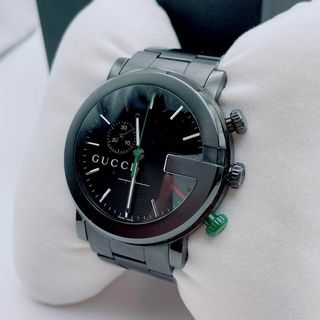 Gucci - 【極美品】グッチ　腕時計　クロノグラフ　101M ブラック　シェリーライン