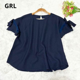 グレイル(GRL)の【GRL】 グレイル　袖リボン　オフィス　オフィスカジュアル　透け感(Tシャツ(半袖/袖なし))