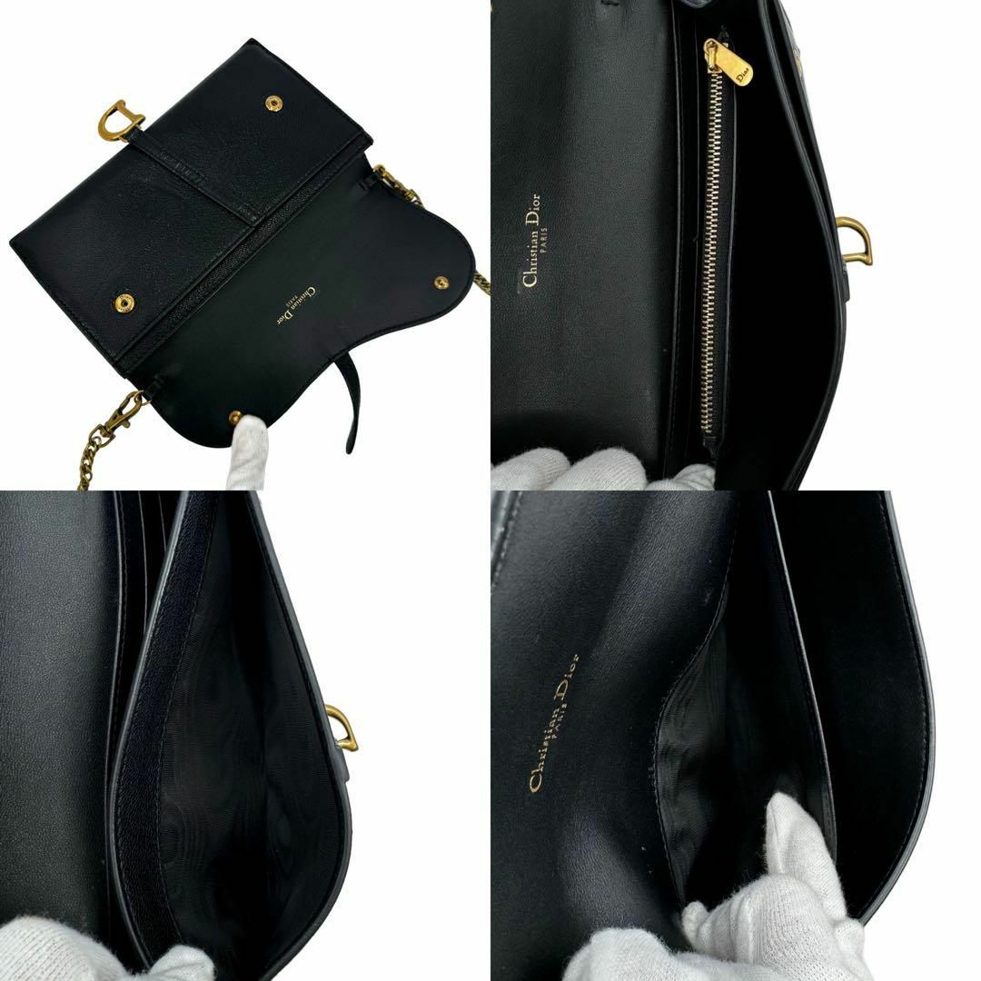 Christian Dior(クリスチャンディオール)の良品 ディオール ウォレットチェーン 長財布 サドル D金具 レザー ブラック レディースのファッション小物(財布)の商品写真