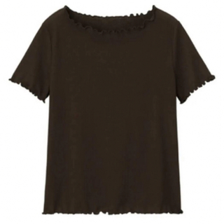 ジーユー(GU)のgu ジーユー　シアーリブコンパクトT ブラウン　シャツ　トップス(Tシャツ/カットソー(半袖/袖なし))