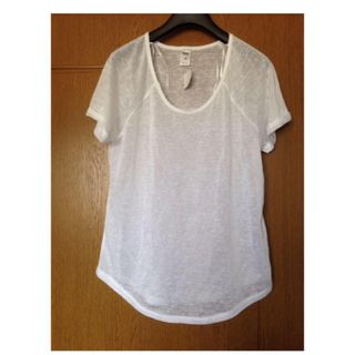 新品 透け感 白 Tシャツ カットソー XL ゆったり 涼しげ(Tシャツ(半袖/袖なし))