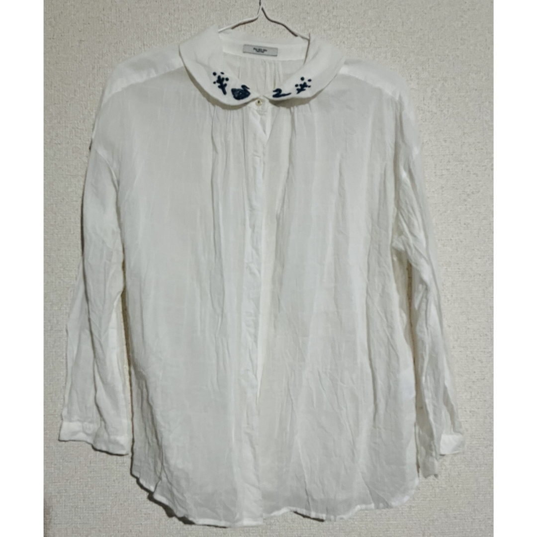 コットンシャツ　poudoudou ホワイト　白 レディースのトップス(シャツ/ブラウス(長袖/七分))の商品写真