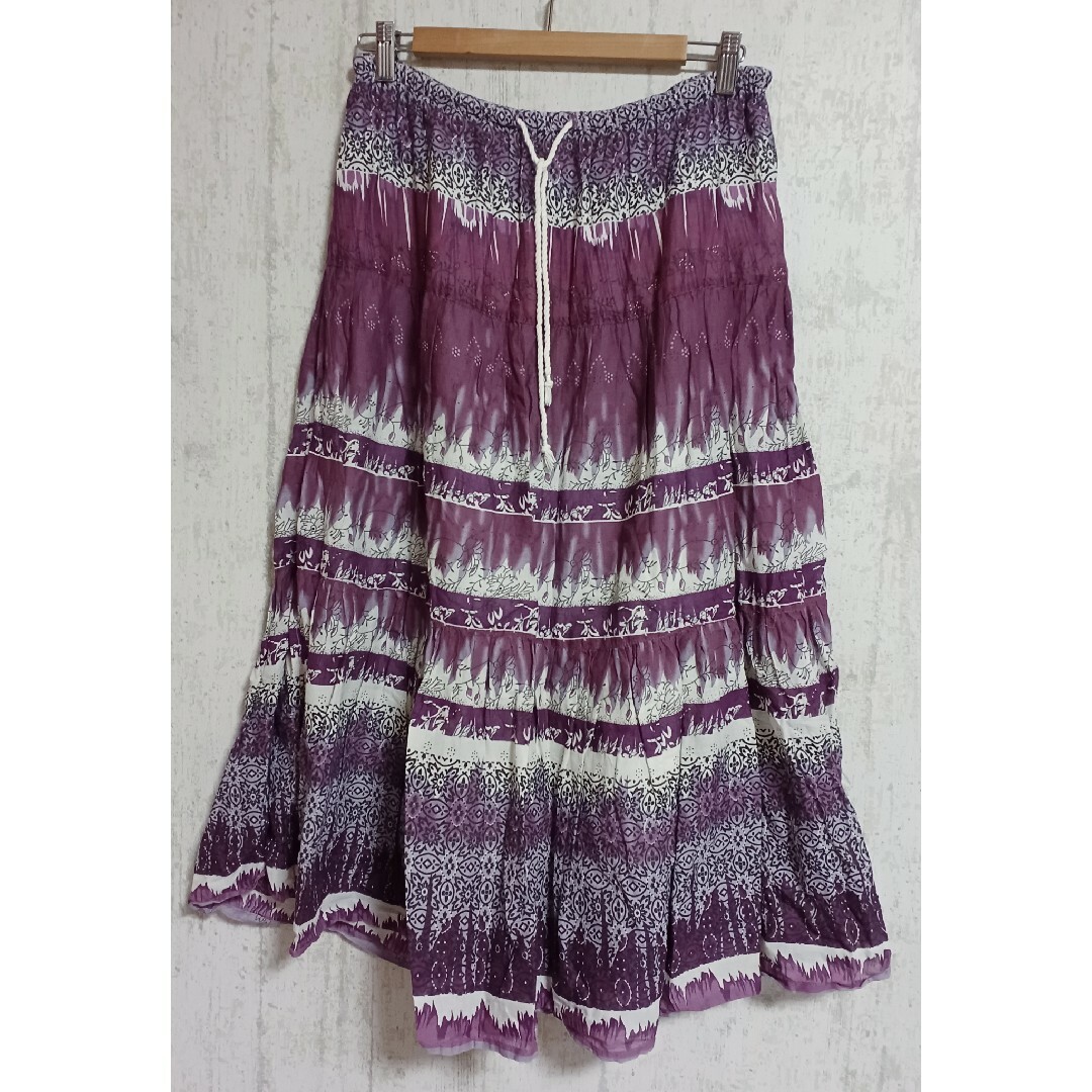 インド綿 エスニックスカート レディースのスカート(ロングスカート)の商品写真