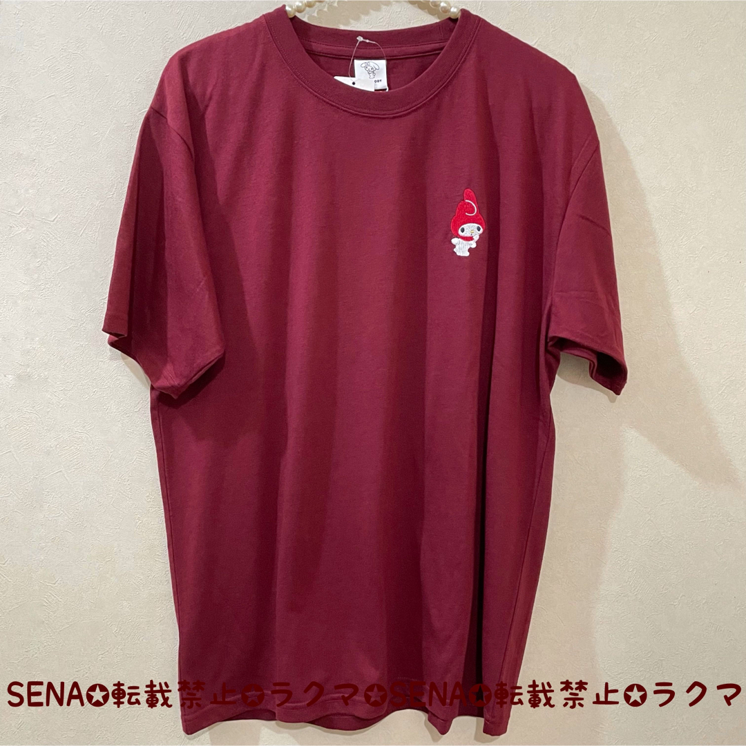 サンリオ マイメロ レトロ 赤 刺繍 Tシャツ レディースのトップス(Tシャツ(半袖/袖なし))の商品写真