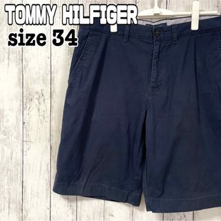 トミーヒルフィガー(TOMMY HILFIGER)のトミーヒルフィガー ショートパンツ 34 無地 ネイビー クラシックフィット古着(ショートパンツ)