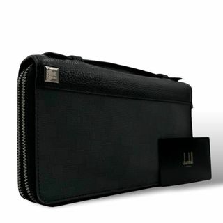 ダンヒル(Dunhill)の美品 dunhill オーガナイザー 長財布 持ち手 ダブルジップ PVC 黒(長財布)