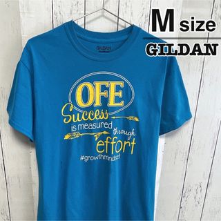 ギルタン(GILDAN)のUSA古着　GILDAN　Tシャツ　Mサイズ　ライトブルー　水色　プリント　ロゴ(Tシャツ/カットソー(半袖/袖なし))