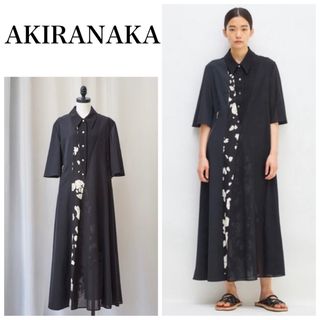 アキラナカ(AKIRANAKA)のAKIRANAKA アキラナカMaili レイヤードカラーシャツドレス ブラック(ロングワンピース/マキシワンピース)