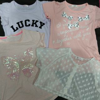 130 女の子半袖 Tシャツ ボレロ セット(Tシャツ(半袖/袖なし))