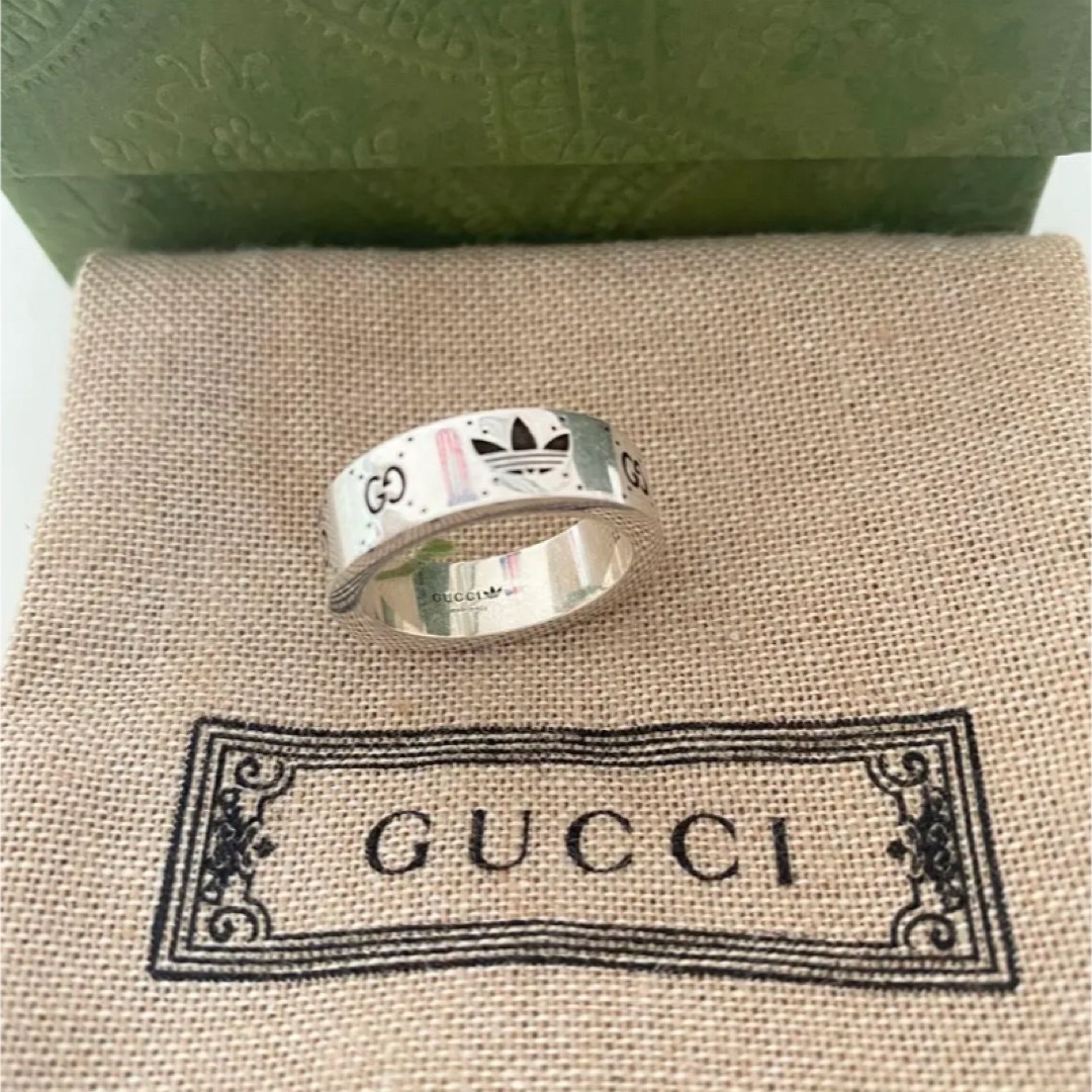 Gucci(グッチ)のGUCCI グッチ　adidas アディダス コラボ　シルバーリング　指輪 レディースのアクセサリー(リング(指輪))の商品写真
