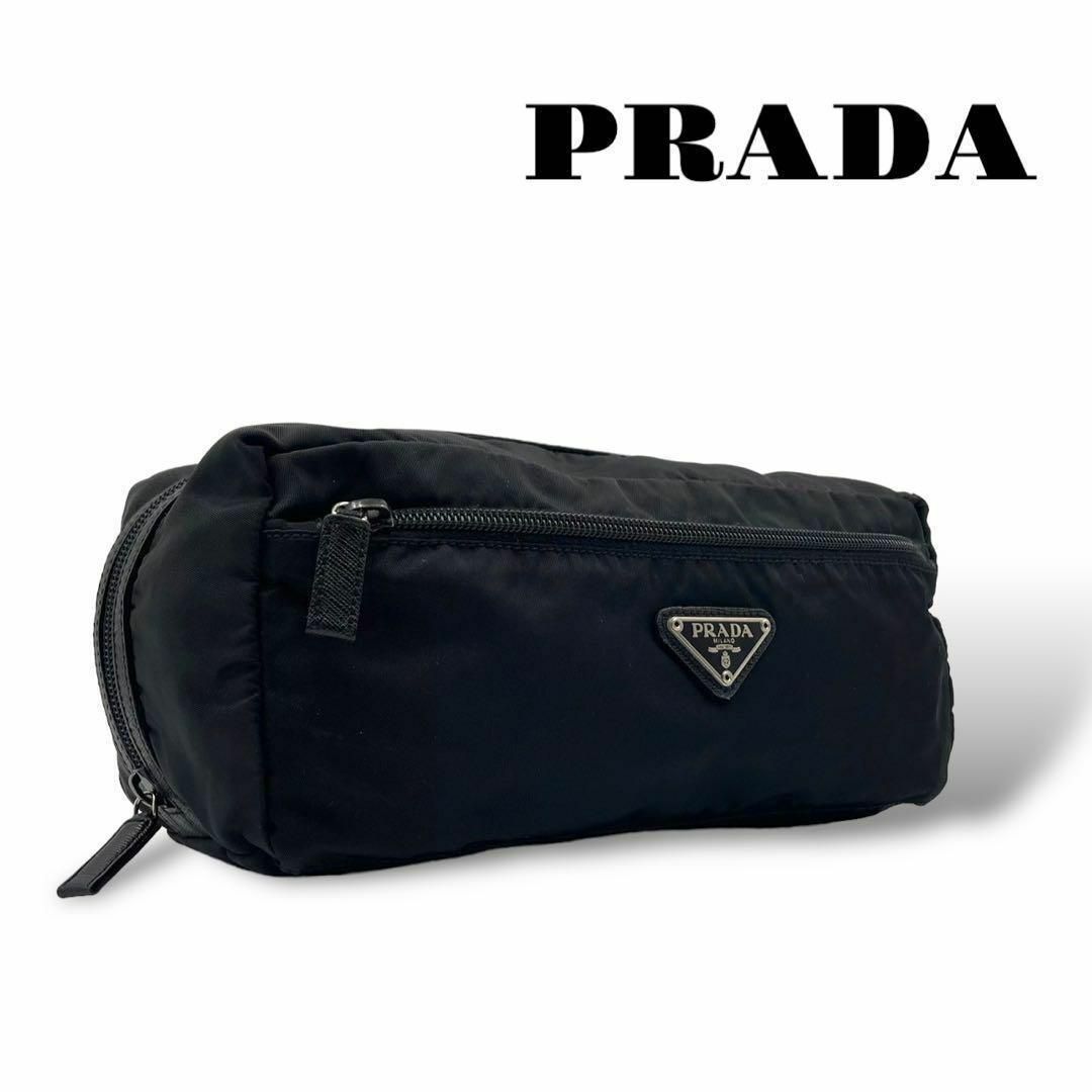 PRADA(プラダ)の美品 PRADA クラッチバッグ サフィアーノレザー ナイロン LAMPO 黒 メンズのバッグ(セカンドバッグ/クラッチバッグ)の商品写真