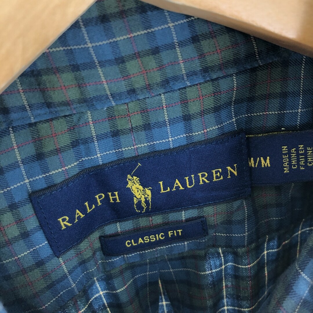 Ralph Lauren(ラルフローレン)の古着 ラルフローレン Ralph Lauren CLASSIC FIT 長袖 ボタンダウンチェックシャツ メンズM /eaa446242 メンズのトップス(シャツ)の商品写真