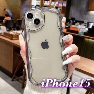 アップル(Apple)のiPhone15 ブラッククリアケース アクスタ スマホ カバー  透明　推し活(iPhoneケース)