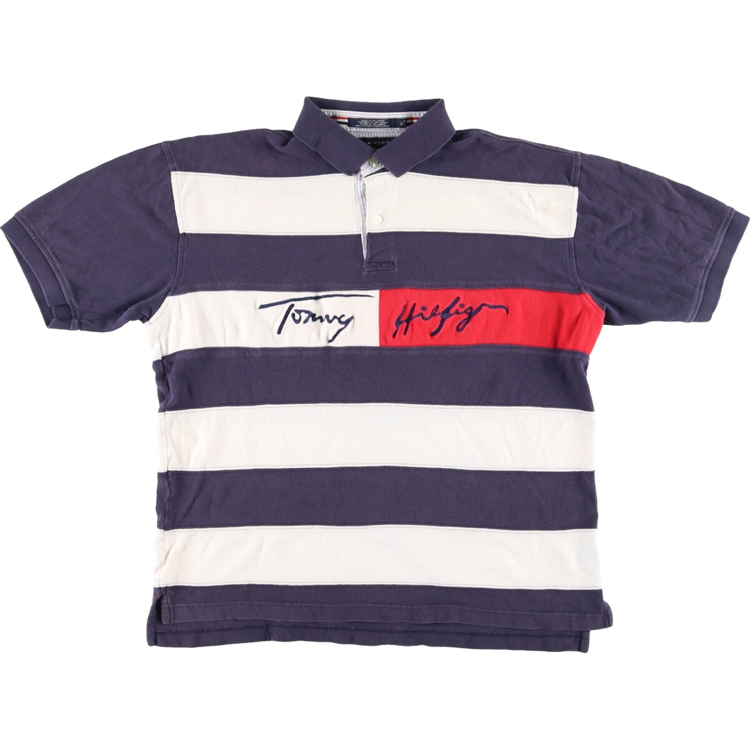 TOMMY HILFIGER(トミーヒルフィガー)の古着 トミーヒルフィガー TOMMY HILFIGER 半袖 ボーダー ポロシャツ メンズXL /eaa444814 メンズのトップス(ポロシャツ)の商品写真