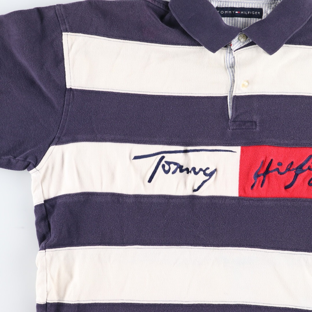 TOMMY HILFIGER(トミーヒルフィガー)の古着 トミーヒルフィガー TOMMY HILFIGER 半袖 ボーダー ポロシャツ メンズXL /eaa444814 メンズのトップス(ポロシャツ)の商品写真