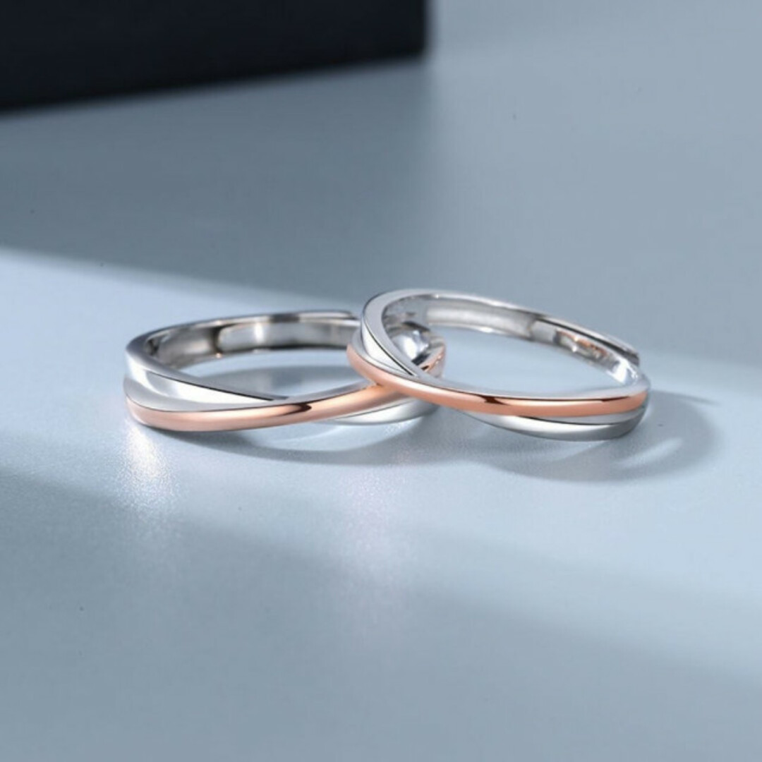 ペアリング ２個セット サイズ調整可能 フリーサイズ 指輪 男女 プレゼント レディースのアクセサリー(リング(指輪))の商品写真