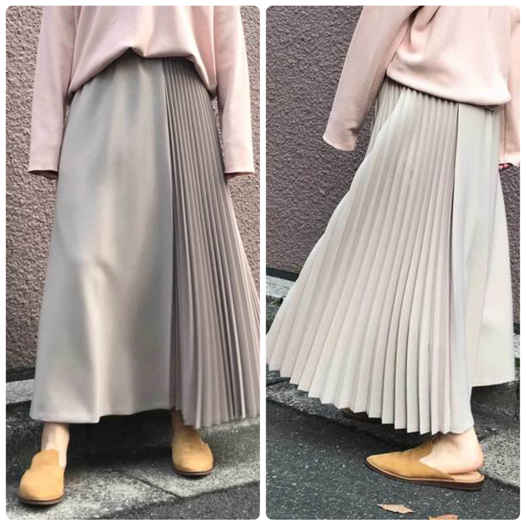 MUNICH(ミューニック)の【格安】Munichポリエステルフランネルプリーツスカート　ベージュ　Sサイズ レディースのスカート(ロングスカート)の商品写真