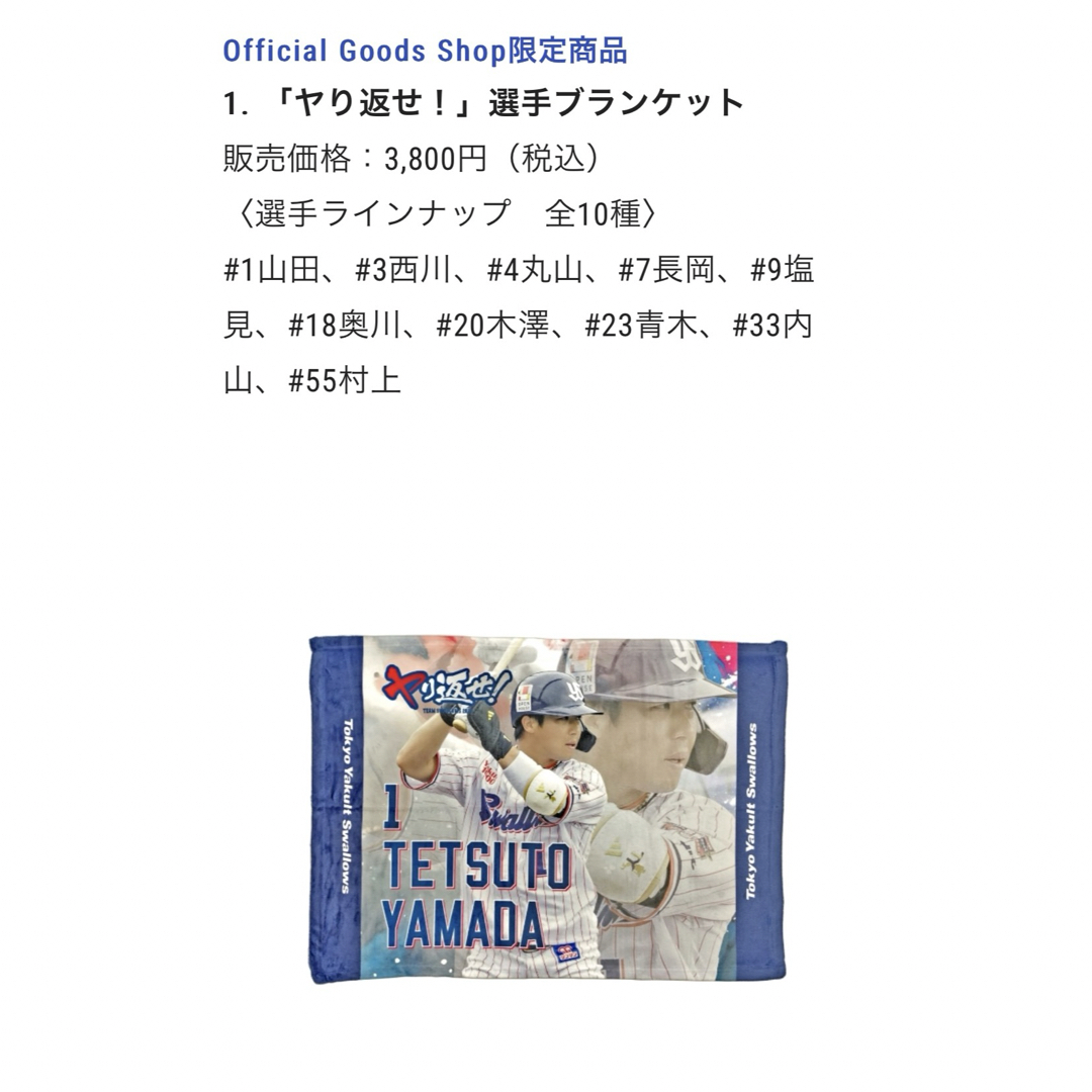 東京ヤクルトスワローズ(トウキョウヤクルトスワローズ)の【新品】東京ヤクルトスワローズ   「ヤり返せ！」選手ブランケット 西川遥輝 スポーツ/アウトドアの野球(応援グッズ)の商品写真