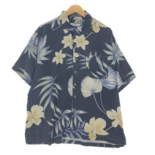 古着 Tommy Bahama 総柄 花柄 シルク ハワイアンアロハシャツ メンズL /eaa441033(シャツ)